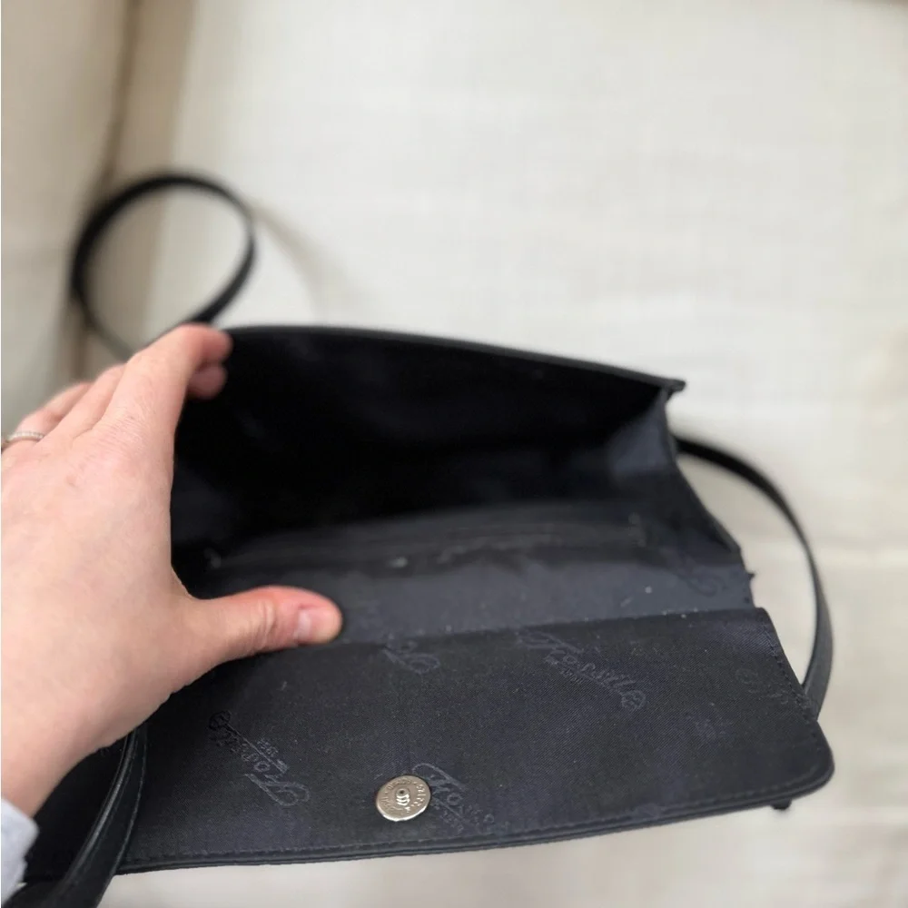 Vintage fossil Black Leather double sided crossbody Shoulder Bag - Picture 6 of 7